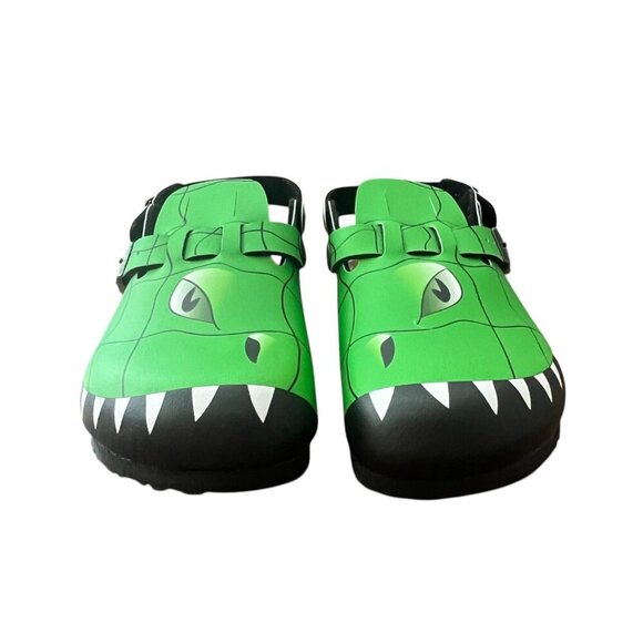 Birkenstock Green Monster Dinosaur Boston Mules Clogs Unisex Size EU 34/3-3.5 US - Picture 2 of 8